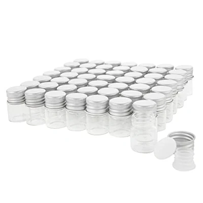 Immagine di Fiale di Vetro da 5 ml con Tappi a Vite e Plastica, Flacone del Campione Liquido Piccolo Trasparente, Prova Perdite, 50 Pezzi