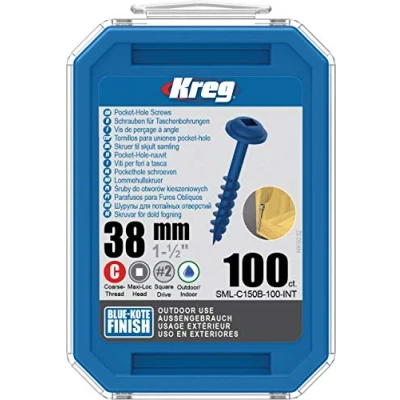 Immagine di Kreg 100 viti Blue Kote 8 x 38 mm filettatura spessa Maxi Loc quadrata