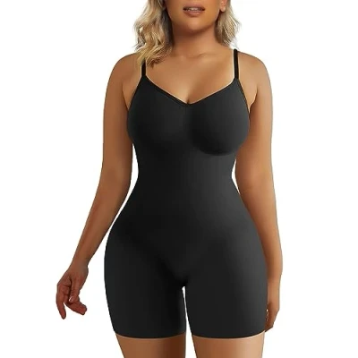 Immagine di SHAPERX Donna Body Contenitivo Modellante Shapewear Intimo Guaina Contenitiva Snellente Bodysuit Invisibile Shaper Addominale Compressione Bustino, UK SZ5218 Black L/XL