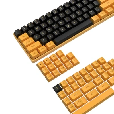 Immagine di MAMBASNAKE 150 Tasti Doppio Colpo PBT Copritasti Set,Profilo OEM,ANSI US Layout per 61/68/87/98/104/108 Tastiera Meccanica,Compatibile con Cherry MX Gateron Otemu Kailh Interruttori((Oro Nero)