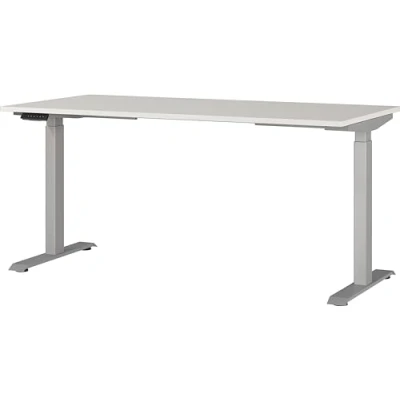 Immagine di Germania Scrivania 7908 583, in grigio chiaro/argento, regolabile altezza, 160 x 120 80 cm (LxAxP)