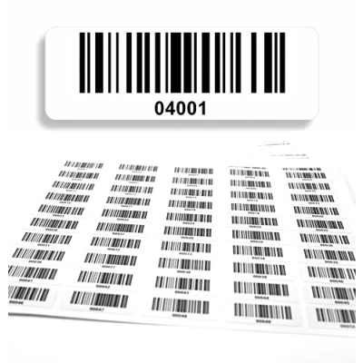 Immagine di etichette per codici a barre 04001 05000, 5 cifre, 1000 pezzi 50 x 17 mm, inventario prestampate, autoadesive, prodotto in Germania