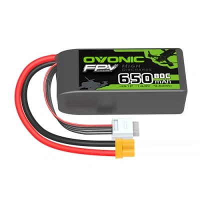 Immagine di OVONIC Batteria Lipo 4s 80C 650mAh 14.8V con XT30 per RC aereo quadcopter elicottero FPV Racing Drone