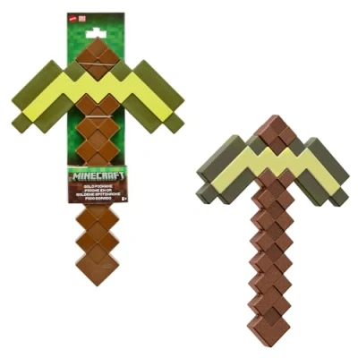 Immagine di Mattel Minecraft Piccone Dorato per il gioco di ruolo, strumento giocattolo da combattimento con design pixelato del videogioco, bambini, 6+ anni, JCV18