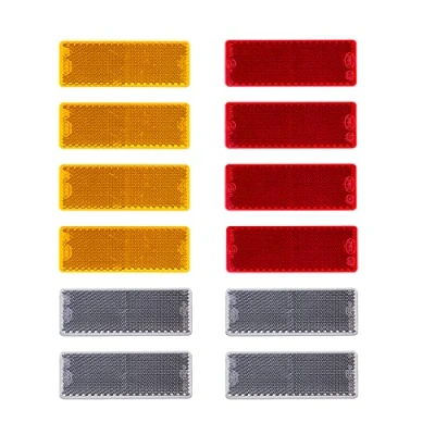Immagine di BEIJISTAR Kit Riflettore per Rimorchio, 4 Rosso Catarifrangente, Giallo Bianco Catarifrangente Autoadesivo Rettangolare, Camion Rimorchio RV Caravan
