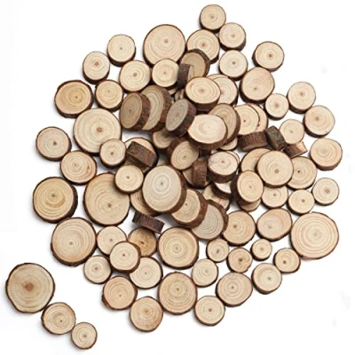 Immagine di Kurtzy Dischi Legno Naturale non Rifiniti (Confezione 100) 1,3 3,3 cm di Diametro in Rustico Forati con Corteccia Per Arti e Mestieri, Faidate, Decorazioni, Ornamenti
