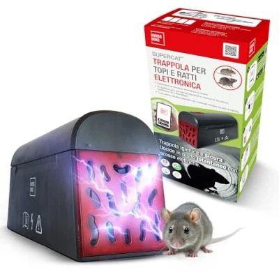 Immagine di SWISSINNO Trappola Elettronica per Topi e Ratti SuperCat. Igienica, sicura adatta alla specie con scosse elettriche. Stato di cattura tramite Bluetooth su app Apple o Android. Produzione EU. 1x