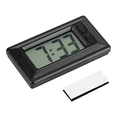 Immagine di GLOGLOW Orologio Portatile LCD Digitale Tavolo da Auto cruscotto Scrivania elettronico Data e Ora Calendario Display con Pad Adesivo,Schermo retroilluminato