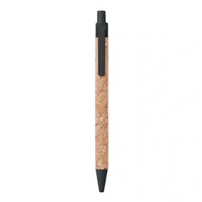 Immagine di mid N. 10 Penne a sfera in vero Sughero e componenti fibra di Paglia, refill blu, completamente ecologico green eco sostenibile (Nero)