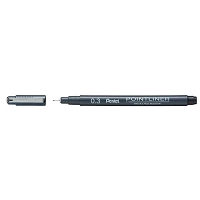 Immagine di Pentel Pointliner S20P 3A Penna a punta fine, impermeabile e non sbiadisce, 0,3 mm, colore: Nero