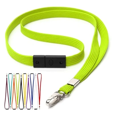 Immagine di CKB LTD Verde Cordino porta badge non stampato, laccetto con clip in metallo, multiuso e carte, cordini a rilascio rapido antisoffocamento Pacco da 100 pezzi unità