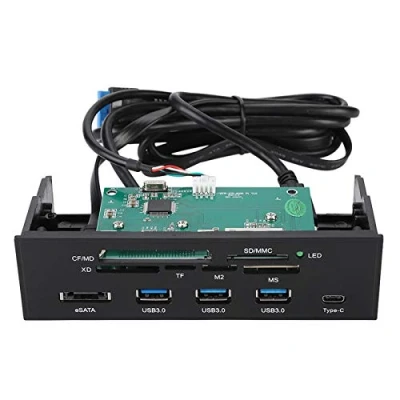 Immagine di VBESTLIFE 5.25inches Multifunzione all in One Lettore Scheda Interna Dashboard Pannello Frontale per PC con Supporto 3X USB 3.1 M2, MSO, SD, MS, XD, 64G CF