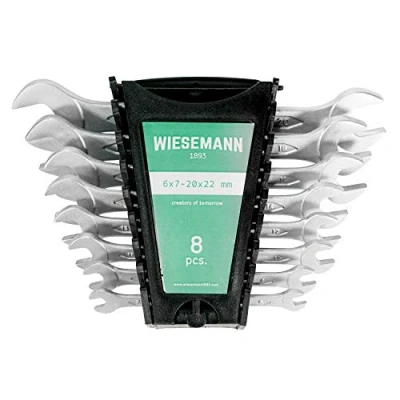 Immagine di Set di 8 chiavi con doppia forchetta 6 22 mm I WIESEMANN 81277 kit a inserite nel supporto