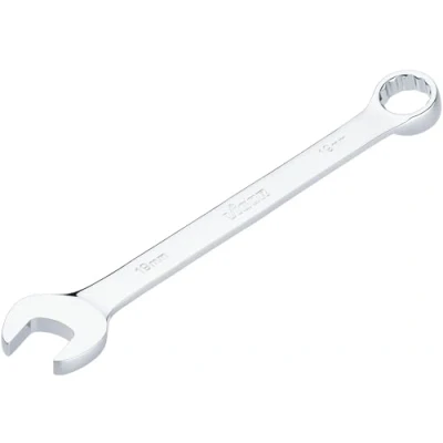 Immagine di Vigor Chiave combinata ad anello V7740 19, SW 19 mm, modello lungo, gomito a 15, profilo esagonale esterno e doppio esagono, cromata lucida