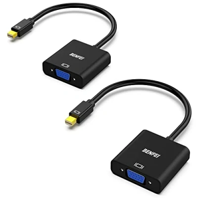 Immagine di BENFEI Adattatore Mini DisplayPort a VGA, DP VGA (Compatibile con Thunderbolt) 2 pezzi Maschio Femmina per ThinkPad SurfacePro PC