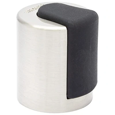 Immagine di WAGNER Fermaporta avvitare Diametro Ø 25 x 30 mm I a pavimento da di design in zinco pressofuso satinato con effetto inox e gomma termoplastica 15514711