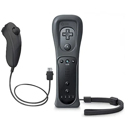 Immagine di OSTENT 2 in 1 Controller Remoto Incorporato Motion Plus + Nunchuk per Nintendo Wii gioco Nero