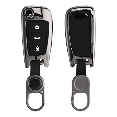 Immagine di kwmobile Copri Chiave Auto Compatibile con Audi 3 tasti pieghevole Coprichiave in Metallo grigio scuro Rivestimento Telecomando Macchina