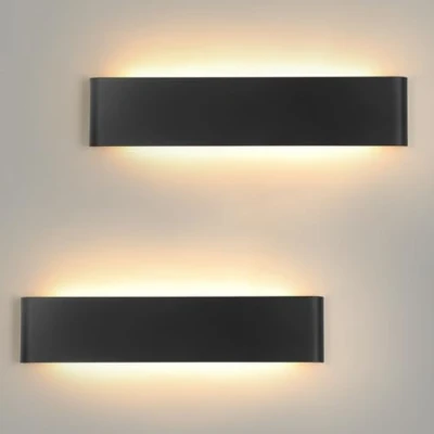 Immagine di FUPE Applique da parete interno 24W LED 2880 Lumen sabbia nero Lampada 3000K Per Ristorante Scale Letto Corridoio del soggiorno
