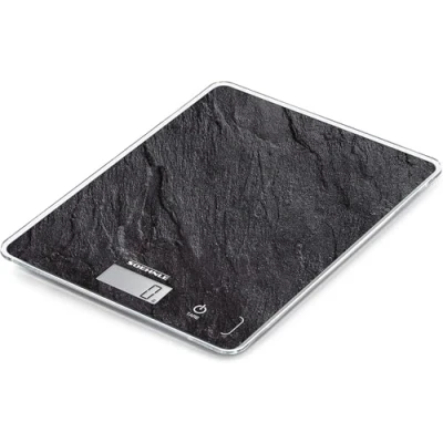 Immagine di Soehnle Page Compact 300 Slate, bilancia da cucina digitale con motivo in ardesia, peso fino a 5 kg, per uso domestico sensore touch brevettato, elettronica batterie incluse