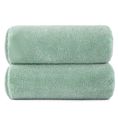 Immagine di POLYTE Asciugamano da bagno in microfibra a trama intrecciata, oversize, ad asciugatura rapida, senza pelucchi, 152,4 x 76,2 cm, confezione 2 (verde)