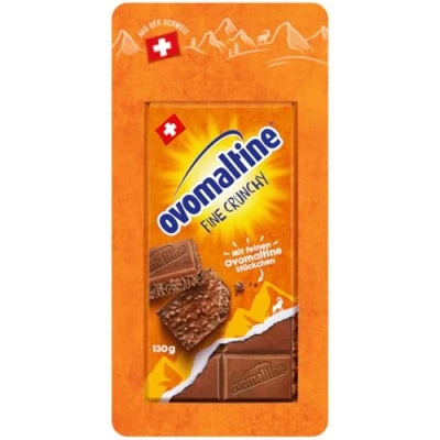 Immagine di ovomaltine Crunchy Lavagna di cioccolato al latte intero originale svizzero con pezzi croccanti cacao, sostenibile e certificato UTZ (1 x 100 g)