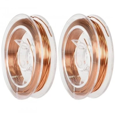 Immagine di Filo di Rame, 2 Rotoli 0,5 mm x 10 m Rame Smaltato per Avvolgimento Bobina, Resistente all&#039;ossidazione, Conduttivo Trasformatori Generatori Induttanza Motori