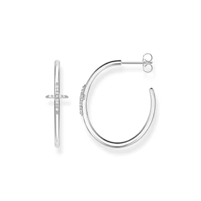 Immagine di Thomas Sabo Orecchini a cerchio con pietre bianche, misura unica, argento sterling, Senza Gemme