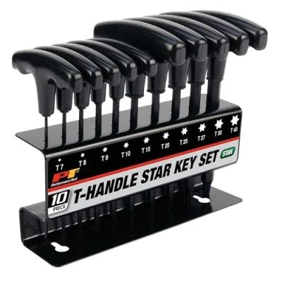 Immagine di PERFORMANCE TOOL W80276 Set di chiavi esagonali con impugnatura a T, 10 pezzi, colore: nero