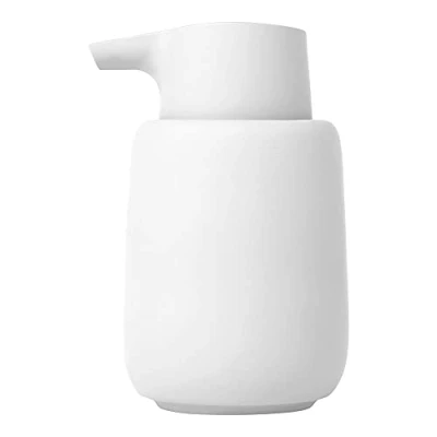 Immagine di blomus Dispenser di sapone SONO 250 ml in ceramica per mani Bianco Ø 8 x 14 H cm Colore liquido con testa pompa