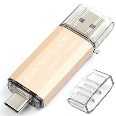 Immagine di 64GB Chiavetta USB 3.0 Type C, 2 in 1 Pen Drive (USB C &amp; 3.0) Memoria Flash, OTG Flash Girevole per Android Smartphone/Tablet/Computer (Oro)