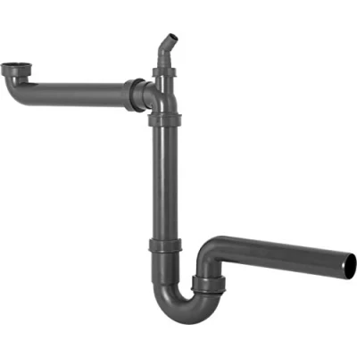 Immagine di Cornat salvaspazio per lavelli Pollici Attacco Dispositivo Realizzato in plastica Riciclata Imballaggio riciclabile/sifone / T353103R, Grigio, 1 1/2 Zoll x 40 mm