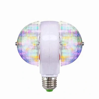 Immagine di Luce da palcoscenico, E27 RGB Luci palco Discoteca a LED Lampadina Sfera Lampada Effetto Rotante 2 Teste fiaba RGB(Spina UE 220V)