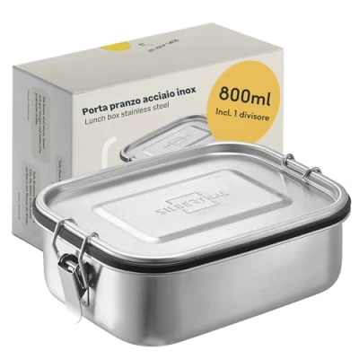 Immagine di SILBERTHAL Porta pranzo acciaio inox 800 ml ermetico Lunch box metallo