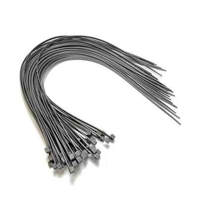 Immagine di Fascette di nylon, lunghe e larghe, cerniere in plastica, bianco nero, misura extra large, argento