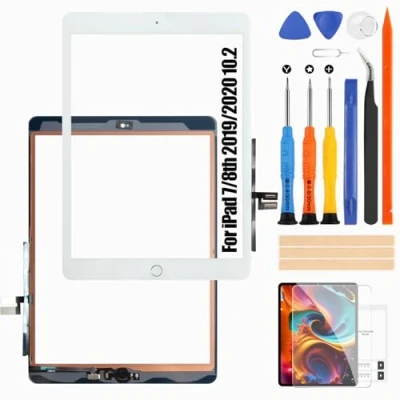 Immagine di Schermo per iPad 10.2 7th 2019 / 8th 2020 Generazione Touchscreen, 7 8 Touch Screen Vetro Digitizer Replacement A2197 A2198 A2200 A2270 A2428 A2429 A2430 (con Home Buttone) (Bianco)