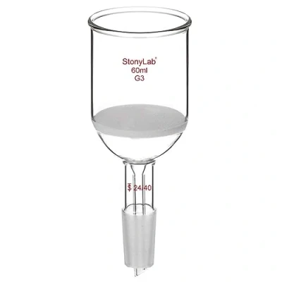 Immagine di stonyLab Imbuto di Filtrazione Buchner in Vetro Borosilicato con Disco Filtro Fine (G3) e Giunto Standard Inferiore 24/40, 60 ml