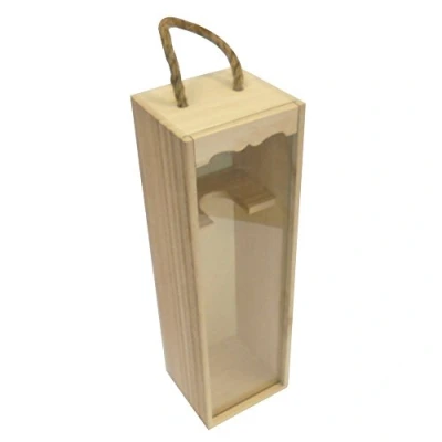 Immagine di IMBALLAGGI ALIMENTARI PZ 1 SCATOLA PORTABOTTIGLIE IN LEGNO (1 BOTTIGLIA) CASSETTA CON FINESTRA TRASPARENTE WOOD BOX FOR BOTTLES