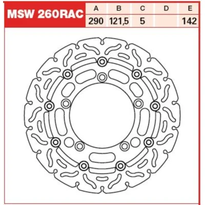 Immagine di TRW MSW260RAC Disco freno 290 5 intagliato