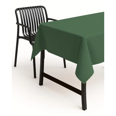 Immagine di texpot Tovaglia da giardino, effetto lino, antimacchia, non necessita di stiratura (Verde Scuro, 160 x 260 cm ovale)