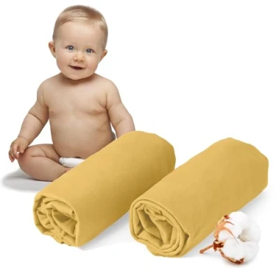 Immagine di Dreamzie Set 2 Lenzuolo con Angoli Cotone Bambini 40x80 Oeko Tex certificato Giallo