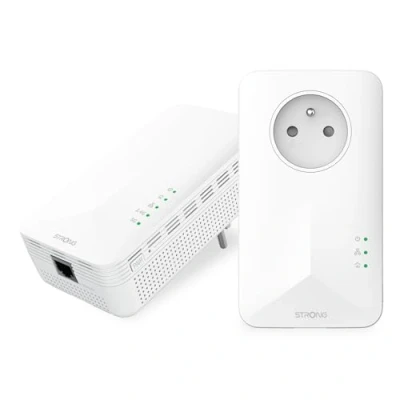 Immagine di STRONG Powerline WiFi 1000 Kit Duo Prese CPL Mbps/WiFi 1200 Mbps Compatibile con qualsiasi Box/Router 1 Porta Ethernet + Presa filtrata Installazione rapida Bianco