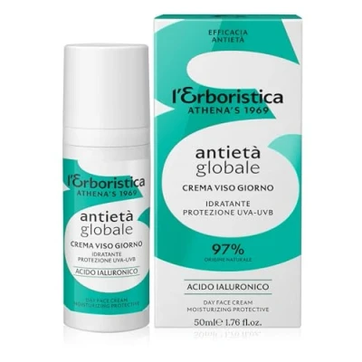 Immagine di L&#039;Erboristica Athena&#039;s Antietà Globale Crema Viso Antirughe Giorno Idratante Acido Ialuronico Protezione UVA e UVB 50ml