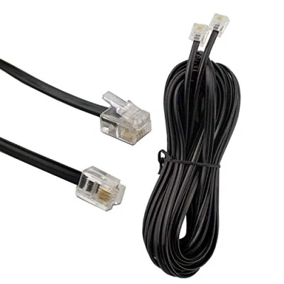 Immagine di HUAZIZ 10m Cavo Telefonico RJ11 Modulare Occidentale su Connettore Piatto Presa Telefonica Modem Router Fax ISDN DSL VDSL Internet Nero