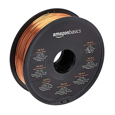 Immagine di Amazon Basics Filamento per stampanti 3D, in polilattato (PLA), 1.75 mm, 1 kg bobina, Rame (effeto seta)