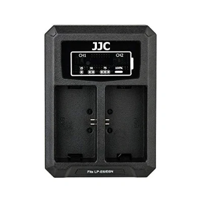 Immagine di JJC Caricabatteria Doppio USB per Canon EOS R, R5, 5D Mark IV, MK III, II, 5Ds, 5Ds 6D, 6D 7D, 7D 80D, 70D, 60D, 60Da Telecamere Sostituisce LP E6 E6N E6HN