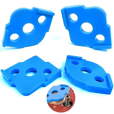 Immagine di 4 Pezzi Modelli Radius jig Router Templates, R5 / R40 Angolo Angoli ​Arrotondati Raggio Quick Modelli, Falegname Semicircle Templates Positioning, per Fresatura del Legno (Arancione)