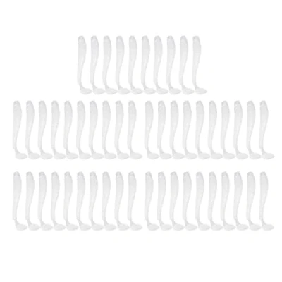 Immagine di Vinilo Pesca,50Pcs Esche Da Pesca Morbido Set, 5 Cm In Plastica T Tail Larve Verme Pesce Tackle Accessorio 9 Colori(Bianco Sostituzione Perla)