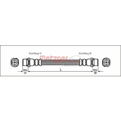 Immagine di METZGER 4112824 Tubi Freno 197 M10 x 1 OPEL: Corsa C Hatchback