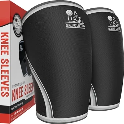 Immagine di Nordic Lifting Ginocchiere in neoprene per uomini e donne crossfit, protettive, recupero, ciclismo, artrosi, riabilitazione, altro ancora (1 paio, Nero, XXL)